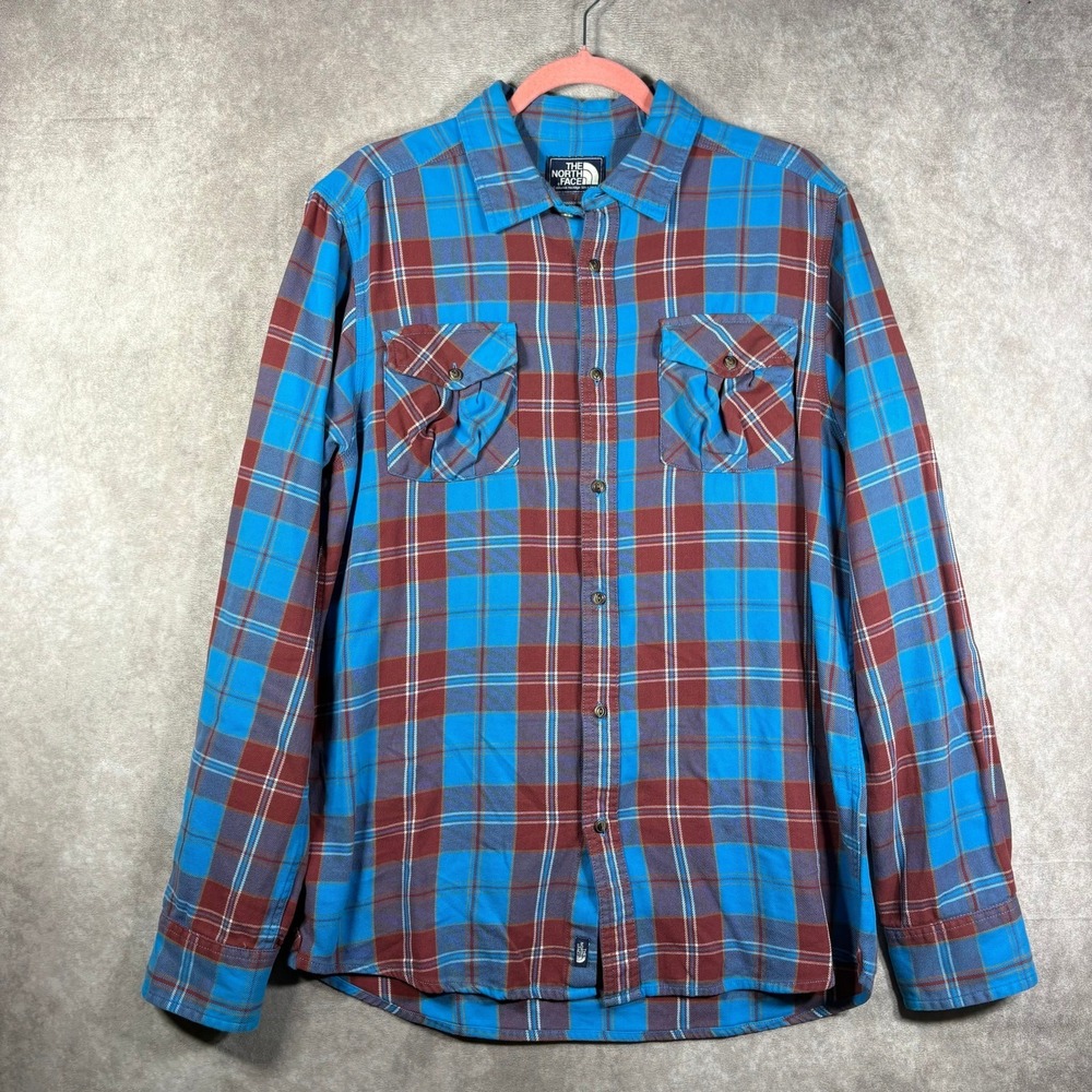 The North Face Arroyo Flannel Shirt Mens Medium Blue Red Plaid Gorpcore Outdoors